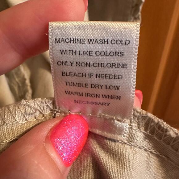 Fitted Ruffle Beige Khaki Jacket Clear Rhinestone Gem Button Up - Size M - Picture 15 of 15